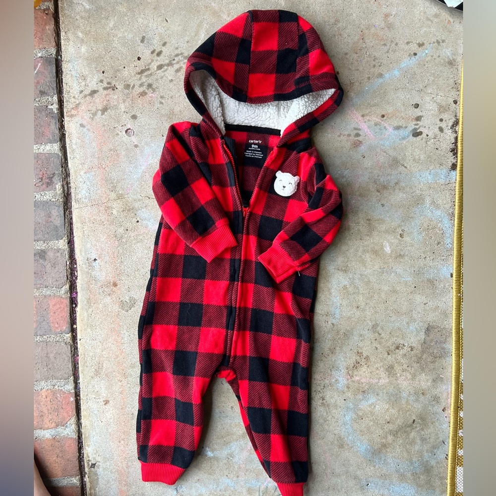 Carter’s Buffalo Plaid Teddy Bear Onesie